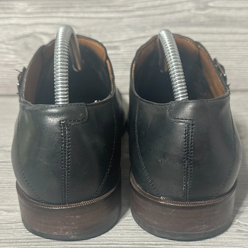 Johnston‎ & Murphy Dress Shoes Double Monk Strap Men 10M Black Cap Toe Leather